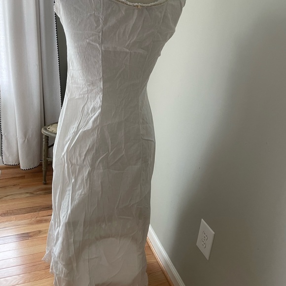 Antique French provincial full petticoat XS-S handmade white night gown - Picture 6 of 15